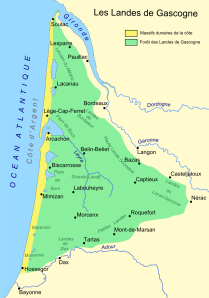 Map of the Landes de Gascogne by Cabaussel, via Wikimedia Commons