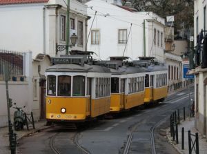 Yellow Trams in Lisbon