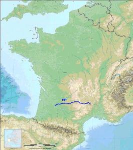 Map of the Lot River by Lemen, via Wikimedia Commons