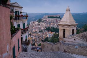 The town of Noto at sunset 